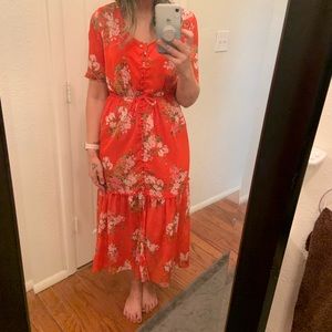 Target red floral maxi/midi dress